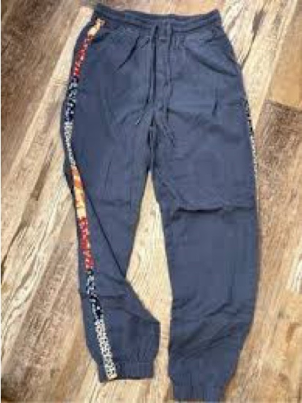 Knox Rose Navy Joggers with Multicolor Printed Side Stripe